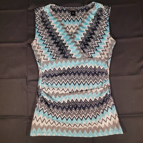 Ann Taylor Tops - Ann Taylor*Small*Chevron Top*Sleeveless*Teal/White/Black*Free Shipping